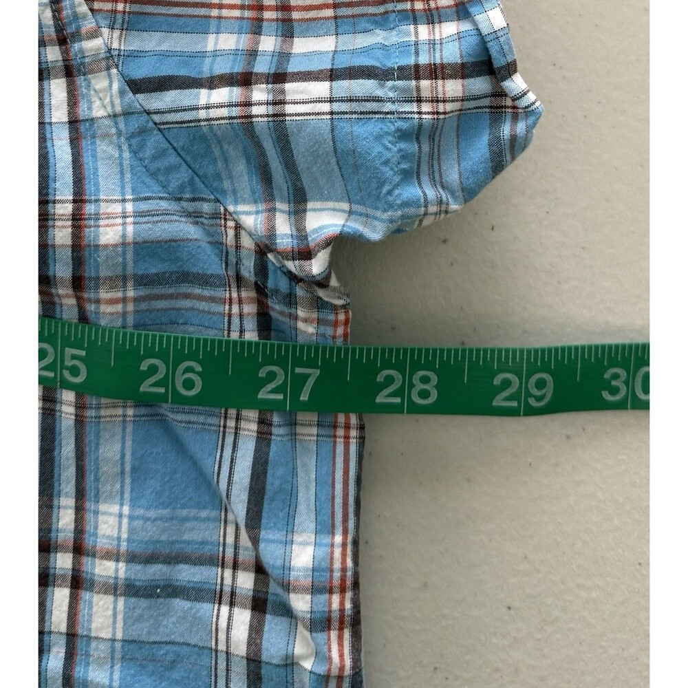 Mens Blue Plaid 100% Cotton Short Sleeve Button Up Shirt Casual Pocket Shirt 2XL - Picture 6 of 7